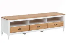 TV-Bank >Audhild< in Weiß, MDF/Kiefer -...