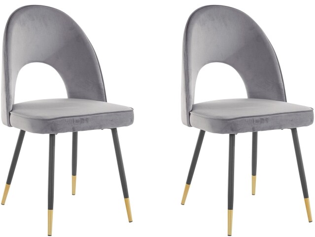 Küchenstuhl >Endre< (2er-Set) in Grau, Samt - 48x84x56cm (BxHxT)