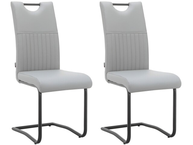 Esszimmerstuhl >Dreng< (2er-Set) in Grau, PU - 43x103x58cm (BxHxT)