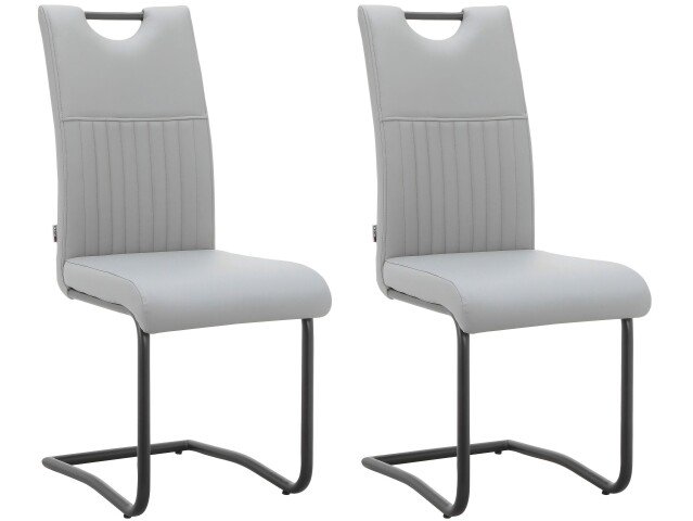 Esszimmerstuhl >Dreng< (2er-Set) in Grau, PU - 43x103x58cm (BxHxT)