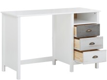 Schreibtisch >Bjørg< in Weiß, MDF/Kiefer - 120x75x50cm (BxHxT)