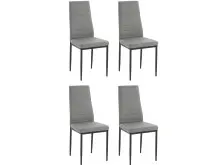 Stuhl >Reidar< (4er Set) in Grau, PU/Metall -...