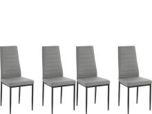 Stuhl >Reidar< (4er Set) in Grau, PU/Metall - 42x98x53cm (BxHxT)