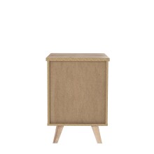 Nachtkommode >VANKKA< 2 Schübe, Planked Eiche Dekor / Weiss - 45x63,9x42cm (BxHxT)