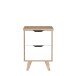 Nachtkommode >VANKKA< 2 Schübe, Planked Eiche Dekor / Weiss - 45x63,9x42cm (BxHxT)