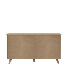 Sideboard >VANKKA< 4 Schubladen, Planked Eiche Dekor / Weiss - 154,7x86,3x42cm (B/H/T)
