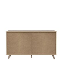 Sideboard >VANKKA< 4 Schubladen, Planked Eiche Dekor / Weiss - 154,7x86,3x42cm (B/H/T)