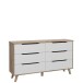 Sideboard >VANKKA< 4 Schubladen, Planked Eiche Dekor / Weiss - 154,7x86,3x42cm (B/H/T)