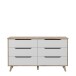 Sideboard >VANKKA< 4 Schubladen, Planked Eiche Dekor / Weiss - 154,7x86,3x42cm (B/H/T)