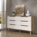 Sideboard >VANKKA< 4 Schubladen, Planked Eiche Dekor / Weiss - 154,7x86,3x42cm (B/H/T)