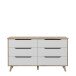 Sideboard >VANKKA< 4 Schubladen, Planked Eiche Dekor / Weiss - 154,7x86,3x42cm (B/H/T)