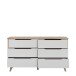 Sideboard >VANKKA< 4 Schubladen, Planked Eiche Dekor / Weiss - 154,7x86,3x42cm (B/H/T)