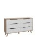 Sideboard >VANKKA< 4 Schubladen, Planked Eiche Dekor / Weiss - 154,7x86,3x42cm (B/H/T)