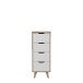 Hochkommode >VANKKA< 4 Schubladen, Planked Eiche Dekor / Weiss - 45x108,7x42cm (B/H/T)