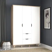 Kleiderschrank >VANKKA< 2 Schübe, Planked...