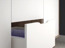 Kleiderschrank >VANKKA< 2 Schübe, Planked Eiche Dekor / Weiss - 139,4x201,5x52,7cm (B/H/T)