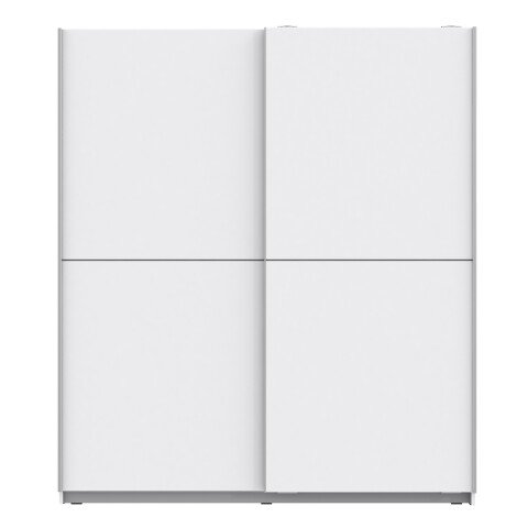 Schiebetürenschrank >WINNER< 2 Böden, 2 Stangen, in Weiss - 170,3x190,5x61,2cm (BxHxT)