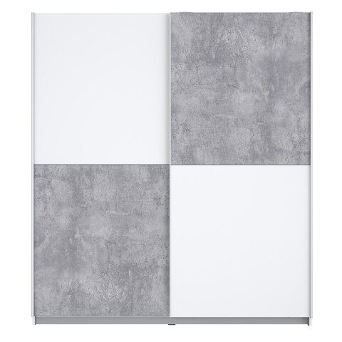 Schiebetürenschrank >WINNER< 2 Böden, 2 Stangen, Betonoptik / Weiss - 170x190x61cm (B/H/T)