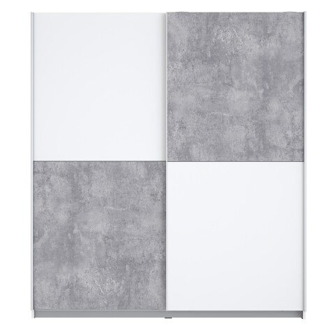 Schiebetürenschrank >WINNER< 2 Böden, 2 Stangen, Betonoptik / Weiss - 170x190x61cm (B/H/T)