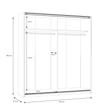 Schiebetürenschrank >WINNER< 2 Böden, 2 Stangen, Betonoptik / Weiss - 170x190x61cm (B/H/T)