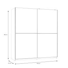 Schiebetürenschrank >WINNER< 2 Böden, 2 Stangen, Betonoptik / Weiss - 170x190x61cm (B/H/T)