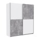 Schiebetürenschrank >WINNER< 2 Böden, 2 Stangen, Betonoptik / Weiss - 170x190x61cm (B/H/T)