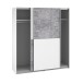 Schiebetürenschrank >WINNER< 2 Böden, 2 Stangen, Betonoptik / Weiss - 170x190x61cm (B/H/T)