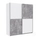 Schiebetürenschrank >WINNER< 2 Böden, 2 Stangen, Betonoptik / Weiss - 170x190x61cm (B/H/T)