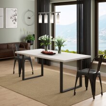 Esstisch >TABLES< Gestell Metall schwarz, Platte Weiss - 180x74,7x90cm (BxHxT)