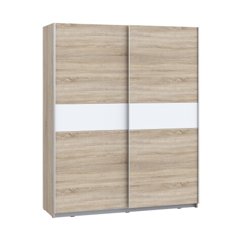 Schiebetürenschrank >WINNER PLUS< 2 Böden, 2 Stangen, Sonoma Eiche / Weiss - 170,3x209,7x61,2 (BxHxT)