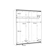 Schiebetürenschrank >WINNER PLUS< 2 Böden, 2 Stangen, Sonoma Eiche / Weiss - 170,3x209,7x61,2 (BxHxT)