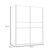 Schiebetürenschrank >WINNER PLUS< 2 Böden, 2 Stangen, Sonoma Eiche / Weiss - 170,3x209,7x61,2 (BxHxT)