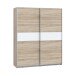 Schiebetürenschrank >WINNER PLUS< 2 Böden, 2 Stangen, Sonoma Eiche / Weiss - 170,3x209,7x61,2 (BxHxT)
