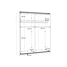 Schiebetürenschrank >WINNER PLUS< 2 Böden, 2 Stangen, Weiss / Sonoma Eiche - 170,3x209,7x61,2 (BxHxT)