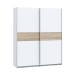 Schiebetürenschrank >WINNER PLUS< 2 Böden, 2 Stangen, Weiss / Sonoma Eiche - 170,3x209,7x61,2 (BxHxT)
