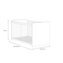 Babybett >WINNIE< Liegefläche 70x140cm, Sonoma Eiche / Weiss - 75,8x80,5x144,4cm (BxHxT)