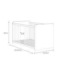 Babybett >WINNIE< Liegefläche 70x140cm, Sonoma Eiche / Weiss - 75,8x80,5x144,4cm (BxHxT)