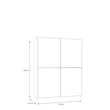 Schiebetürenschrank >Schach & Matt< Weiss / Spiegel - 150,1x190,5x61,2 (BxHxT)