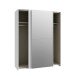 Schiebetürenschrank >Schach & Matt< Weiss / Spiegel - 150,1x190,5x61,2 (BxHxT)