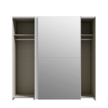 Schwebetürenschrank >Schach & Matt< 2 Stangen, 2 Böden, Weiss / Spiegel - 190,1x190,5x61,2cm (B/H/T)