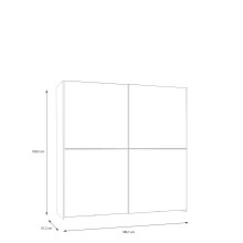 Schwebetürenschrank >Schach & Matt< 2 Stangen, 2 Böden, Weiss / Spiegel - 190,1x190,5x61,2cm (B/H/T)