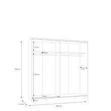 Schwebetürenschrank >Schach & Matt< 2 Stangen, 2 Böden, Weiss / Spiegel - 190,1x190,5x61,2cm (B/H/T)