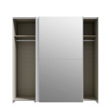 Schwebetürenschrank >Schach & Matt< 2 Stangen, 2 Böden, Weiss / Spiegel - 190,1x190,5x61,2cm (B/H/T)
