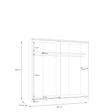 Schwebetürenschrank >Schach & Matt< 2 Stangen, 2 Böden, Weiss / Spiegel - 190,1x190,5x61,2cm (B/H/T)