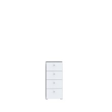 Hochkommode >TEMPRA2< 4 Schubladen, in Weiss - 38,6x85,5x34,8cm (BxHxT)