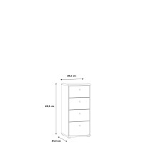Hochkommode >TEMPRA2< 4 Schubladen, in Weiss - 38,6x85,5x34,8cm (BxHxT)