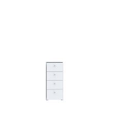 Hochkommode >TEMPRA2< 4 Schubladen, in Weiss - 38,6x85,5x34,8cm (BxHxT)