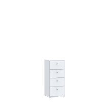 Hochkommode >TEMPRA2< 4 Schubladen, in Weiss - 38,6x85,5x34,8cm (BxHxT)