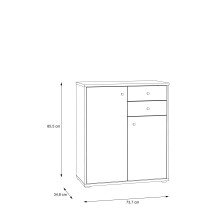Kommode >TEMPRA2< 2 Türen, 2 Schübe, Sonoma Eiche Dekor - 73,7x85,5x34,8cm (BxHxT)
