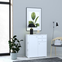 Kommode >TEMPRA2< 2 Türen, 2 Schübe, in Weiss - 73,7x85,5x34,8cm (BxHxT)